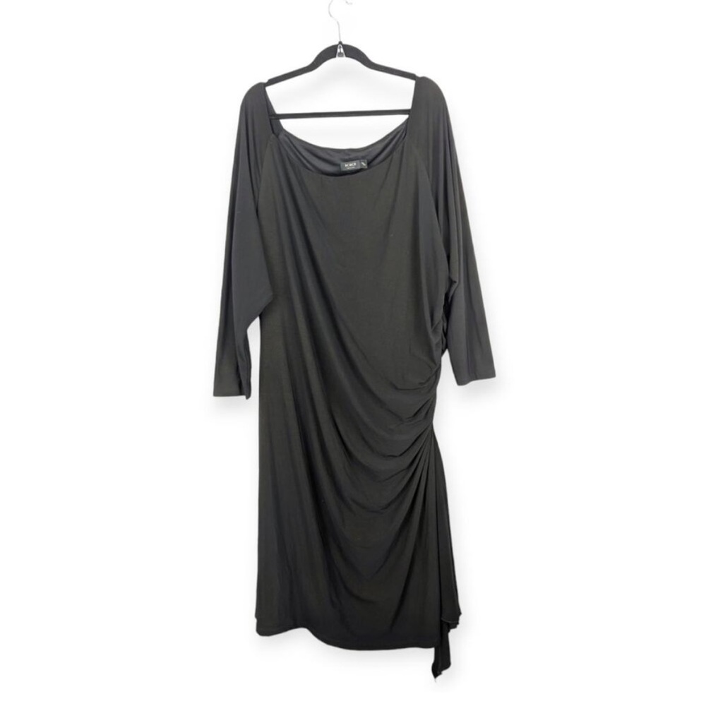 IGIGI Milan Black Scoop Neck Ruched Dress